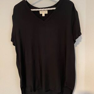 Cloth & Stone by Anthropologie Black V-Neck Short Sleeve Tee